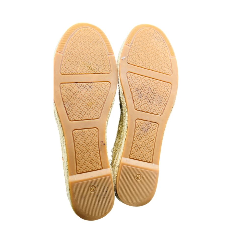 🌿 Tory Burch Canvas Espadrille Wedge Sandals Natural Beige 8.5 Boho Chic FLAW - Picture 6 of 8